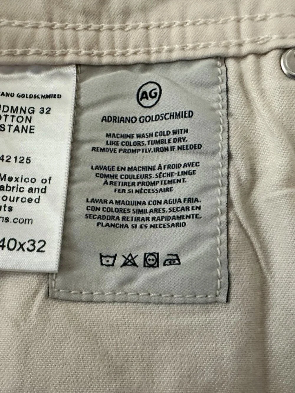 AG Adriano Goldschmied The Everett Modern Jeans Men's 40x32 Beige Khaki Stretch
